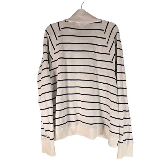 J.Crew Womens Striped Wide Button Collar Tunic Sweatshirt Cloudspun Fleece Sz 3X - Picture 3 of 6